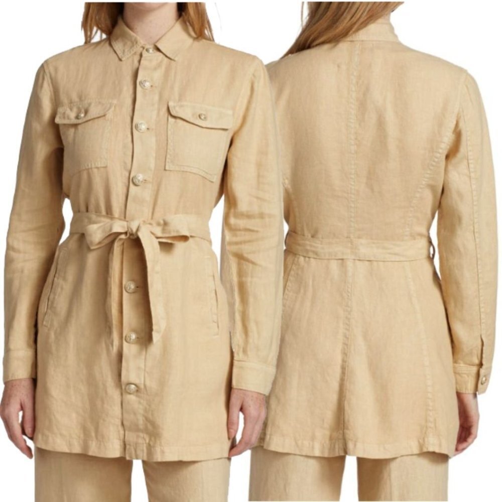 L'AGENCE Samantha Linen Safari‎ Jacket Brown Size S